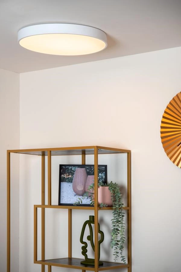 Lucide UNAR - Flush ceiling light - Ø 49,5 cm - LED Dim. - 1x36W 2700K - 3 StepDim - White - ambiance 1